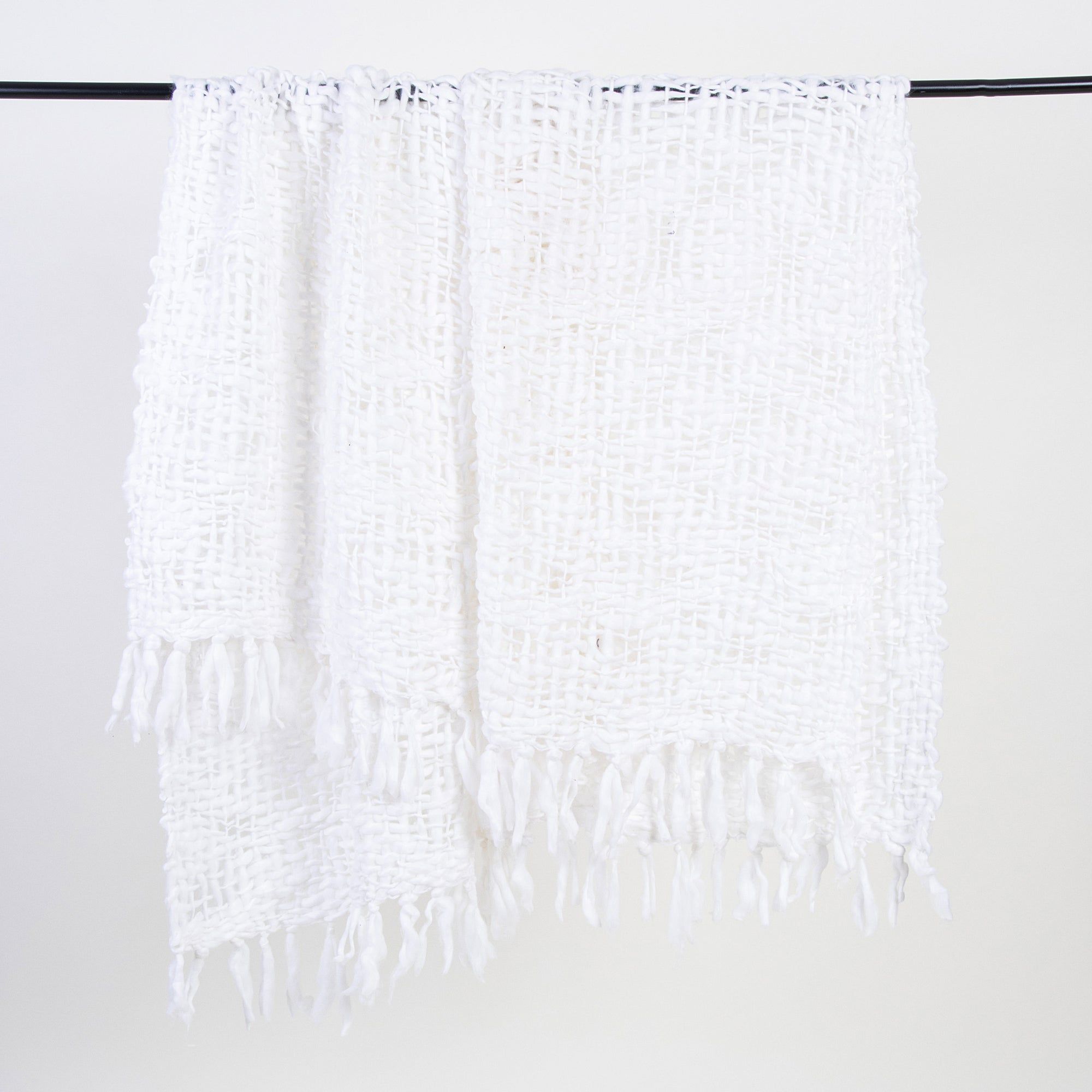 Premium Soft White Acrylic Cotton Throws For Sofas